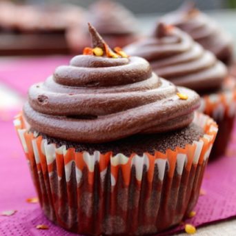 “Hot” Chocolate Cupcakes with Chocolate Frosting