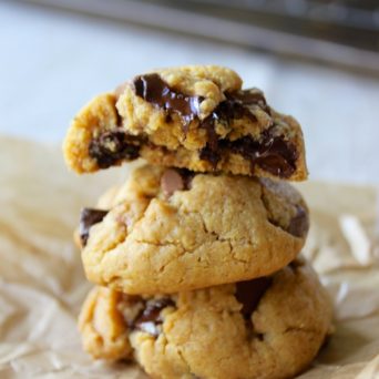 Soft, Thick Peanut Butter Chocolate Chunk Cookies
