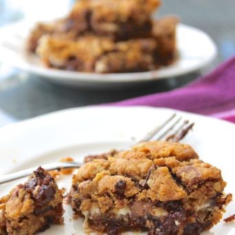 Peanut Butter Chocolate Chip Cookie Cheesecake Bars