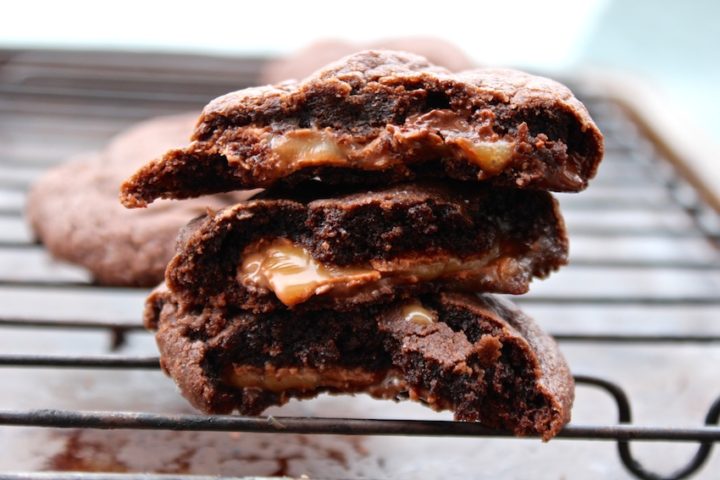Nutella and Salted Caramel Stuffed Dark Chocolate Cookies - Hot ...