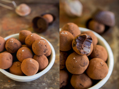 Salted caramel and whisky infused chocolate truffles. Bound to please just about anyone! #hotchocolatehits #chocolate