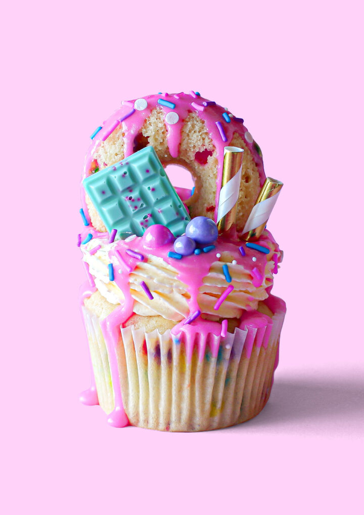 A photo of a pink cupcake made by Nick Makrides