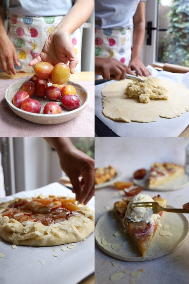step by step pictures of the plum and frangipane galette.